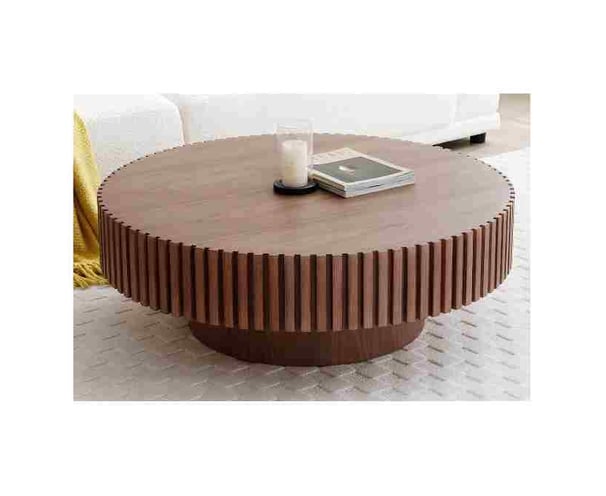 Walnut Round Coffee Table for Living Room