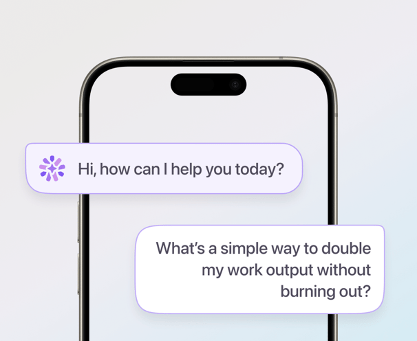 Chat conversation preview showing Looma AI responding with a helpful suggestion