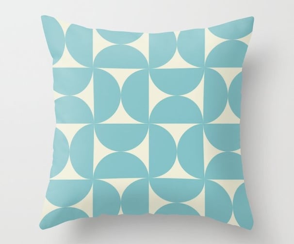 Aquamarine Half Circles Pattern Throw Pillow By Mash Mash