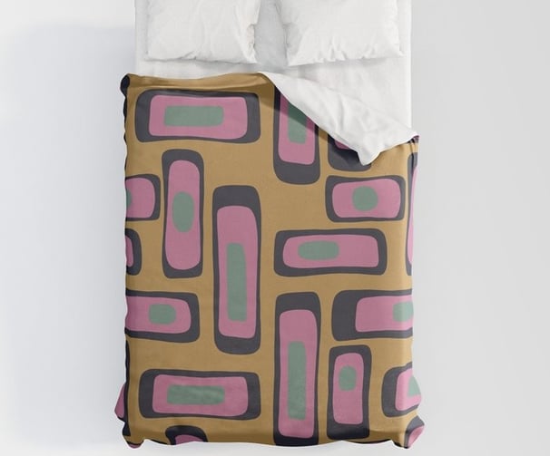 Bold Retro Rectangular Pattern Duvet Cover by Mash Mash