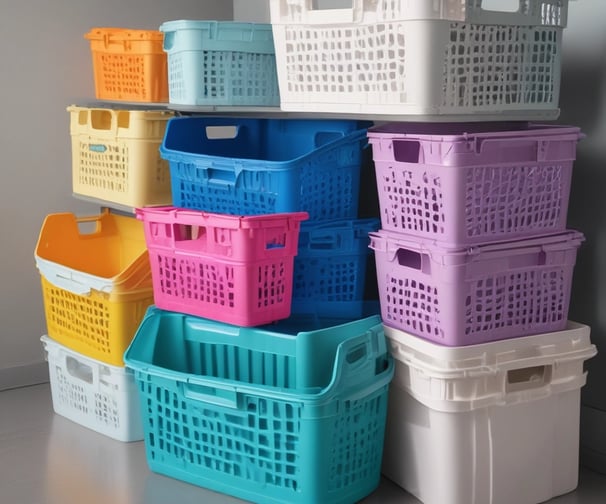 Two black plastic food containers with transparent lids are positioned on a solid yellow surface. The containers have separate compartments inside, designed for holding different types of food.