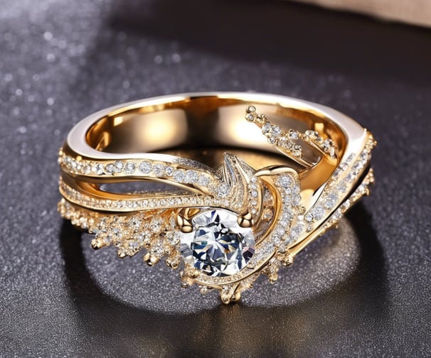 a ring sitting on top of a green and white block