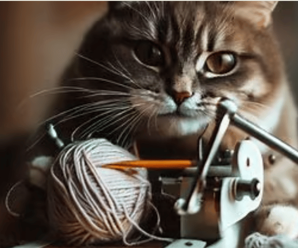 a cat is sitting on a table with a pencil and pencil