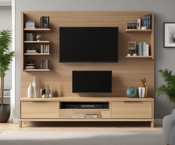 a living room with a tv and a couch