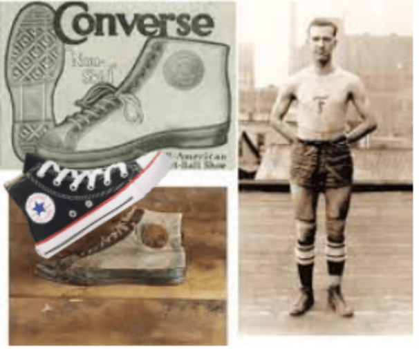 Chuck Taylor in a baseball uniform and a pair of Converse All Star sneakers 1917