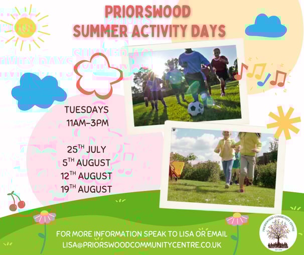 priorswood summer activity day poster kids playing
