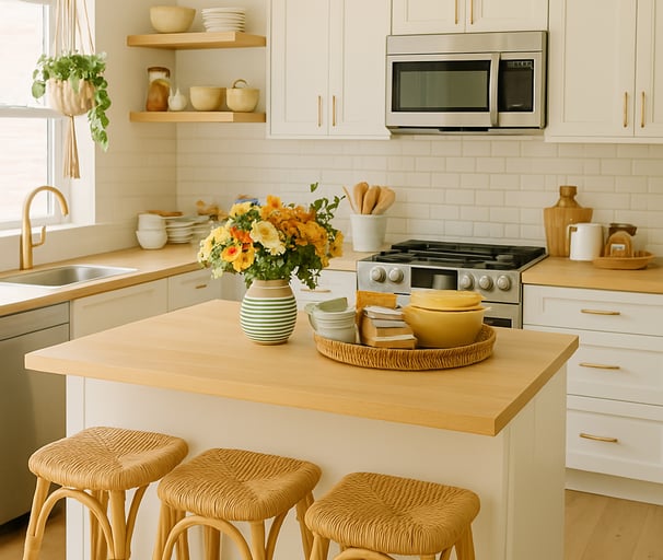 natural decor in boho kitchen