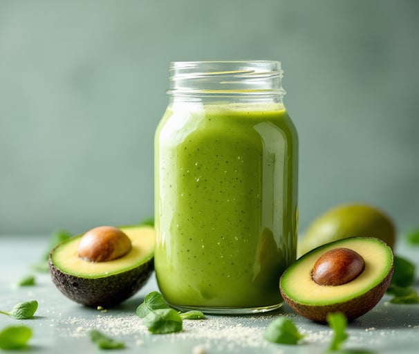 green smoothie in a mason jar