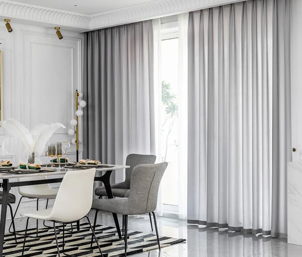 light grey dining room curtains