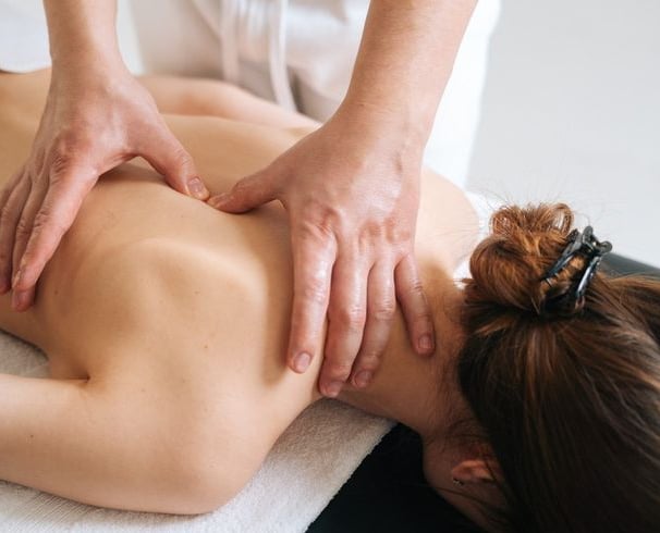 a woman is shown in a massager