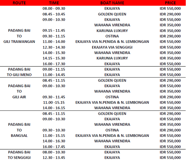 schedule from