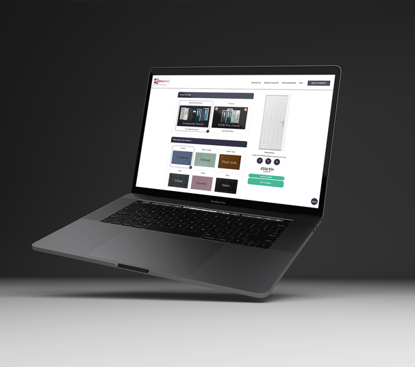 the buildmydoor door designer on a laptop showing how to design a new front door
