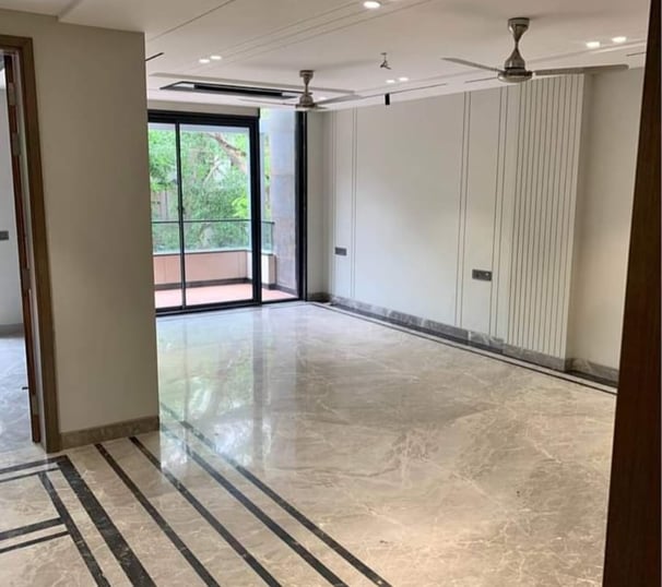 Spacious Living Room with Italian Marble of 3 BHK Luxury Builder Floor in Vasant Kunj, Shanti Kunj