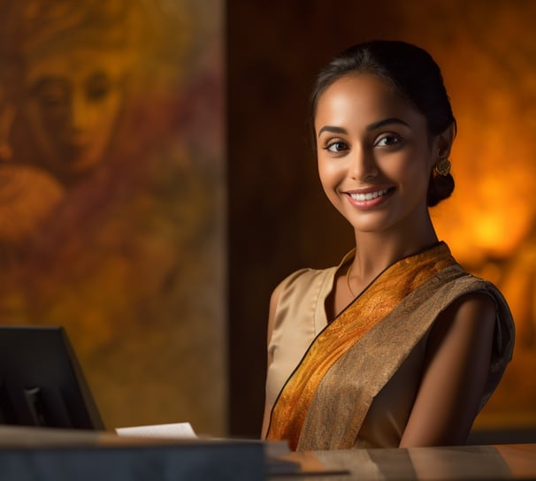 a woman in a sari 