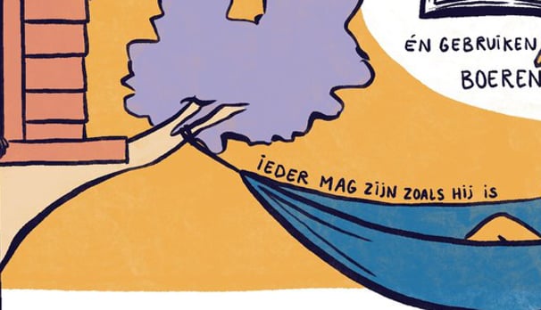Een tekening van een ideale wereld. Getekend door Ineke Neutelings van Inktvisie na een interview.