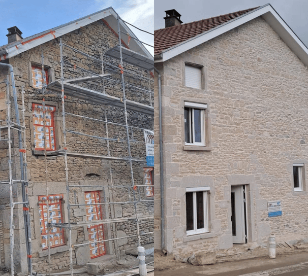 Avant/après – joint de pierre rénové à la chaux sur façade ancienne