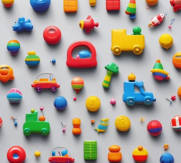 Brightly colored magnetic letters and shapes arranged on a black surface. Different colors and shapes give a playful and educational feel. Text reads 'FUN WITH KIDS' made up of various colorful letters and accompanied by several playful magnets depicting different objects.