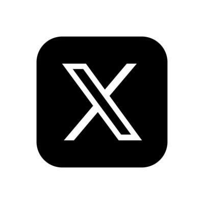 a black and white x logo on a black background