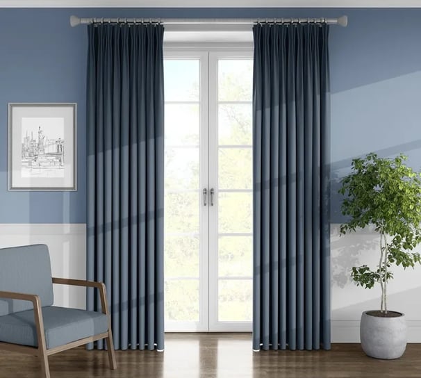 dusty blue living room curtains