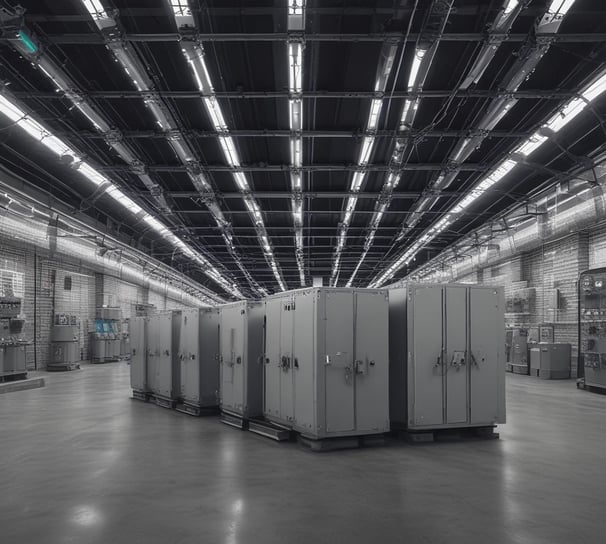 A mechanical laboratory setup featuring a robotic arm and several mechanical components, including precision instruments and metallic structures. The setup appears to be for industrial automation or testing purposes, with a clean and organized environment.