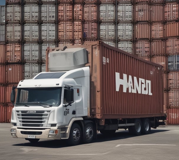 A truck is traveling down a narrow road surrounded by dense greenery. The scene is framed by overhanging branches and foliage, creating a tunnel-like effect. The vehicle is carrying a large load of palm oil fruits. Soft, diffused lighting adds a serene and slightly mysterious atmosphere to the lane.