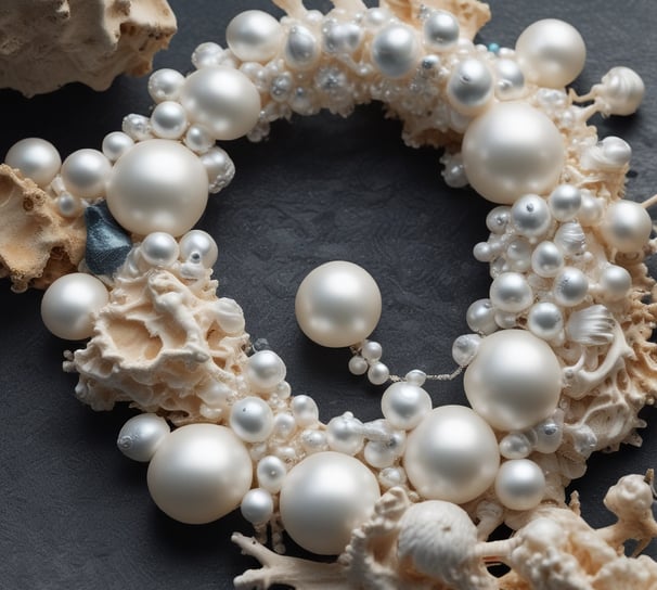 A handcrafted necklace with intricate beadwork and metal detailing lies on a textured stone surface. Surrounding the necklace are delicate yellow and pink flowers with long green stems and leaves. The overall appearance is both rustic and elegant, blending natural elements with artisan jewelry.