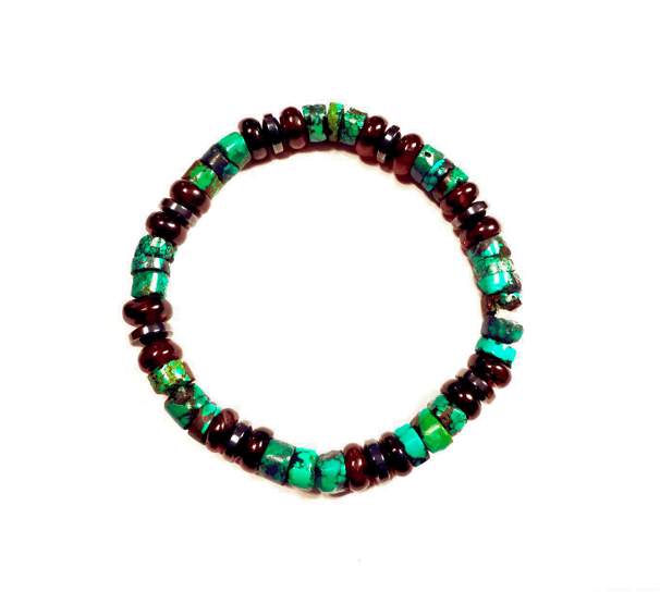 Turquoise and Garnet stone semiprecious stone bracelet