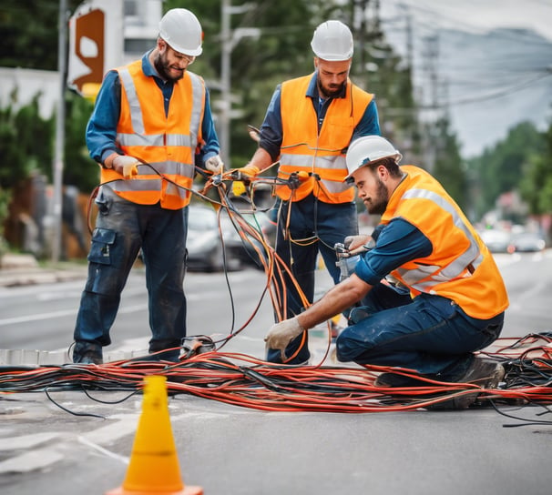 workers managing traffic