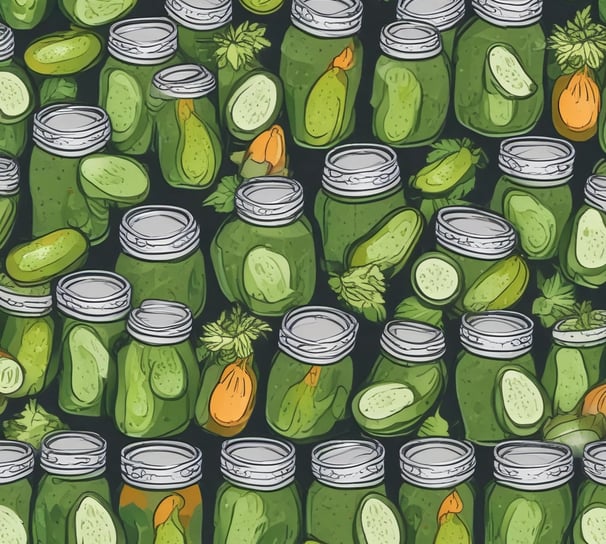 Several jars of curry paste and chutney are displayed on a wooden shelf. The labels feature decorative borders with text such as 'East Yorkshire Piccalilli', 'Ruby Curry Paste', and 'Mango, Methi & Fruit Chutney'. The jars are neatly arranged, and more bottles can be seen in the background amidst a blurred crowd.