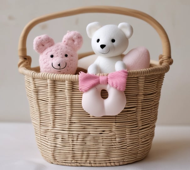 A cloth diaper with a floral pattern lies on the grass surrounded by small yellow flowers and green foliage. The diaper features a design of various flowers in pink, purple, and blue tones, framed by a white border.