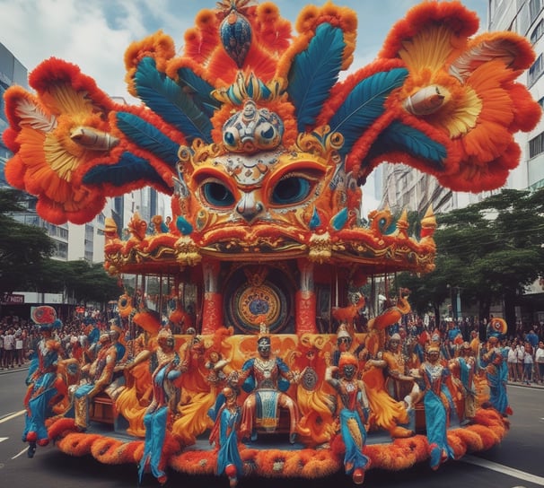 A group of people are standing and walking inside an immersive art installation with flowing digital streams and vibrant floral projections on the walls and floor. The environment appears interactive, with the participants seemingly engaged with the digital elements around them.
