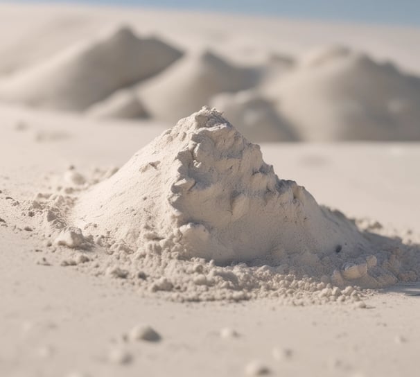 A textured, irregular mass resembling hardened clay or mud is adhered to a concrete wall. The mass consists of numerous small, rounded clumps tightly packed together, creating a rugged, rocky appearance.