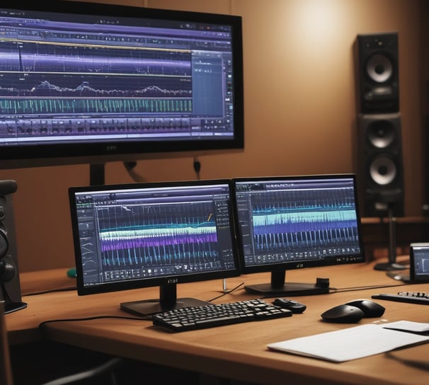 A computer MOnitor displays Avid Protools software.
