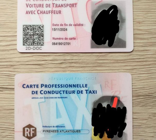 carte professionnelle vtc, taxi, camion, professional card for VTC, taxi, truck