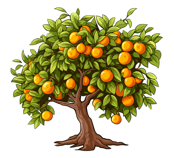 a tree with oranges on it