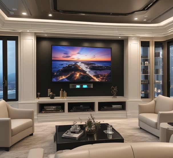 A vintage television set with a black casing is displaying static on its screen. It is placed on a concrete floor against a backdrop of red brick walls. An antenna protrudes from the top of the television, and a cable is trailing behind it on the ground.