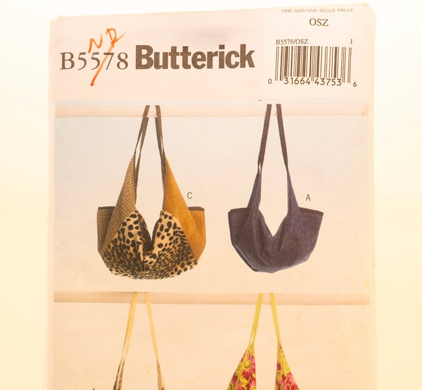 Butterick B5578 Pattern Small Medium and Large Tote Bag