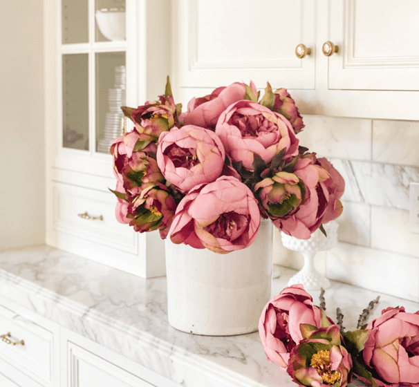 faux mauve peony flowers