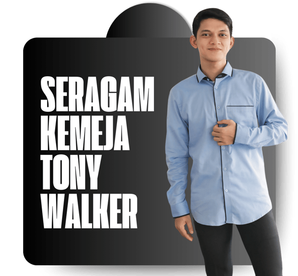 a man in a blue shirt and black pants