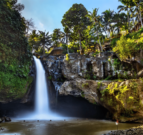 Scenic waterfall in Ubud, Bali — a source of inspiration Vision Immo Bali’s tropical villa design