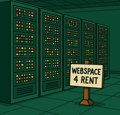 a sign that says webspace 4 rent