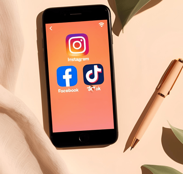 smartphone displaying social media icons