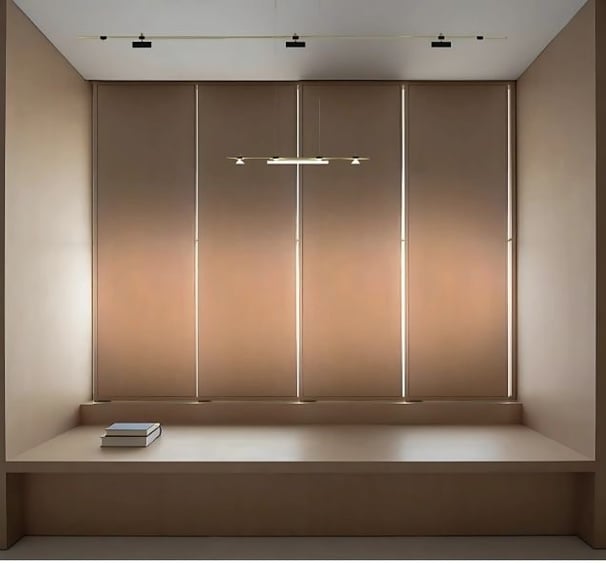 e22 system lamp in a book room