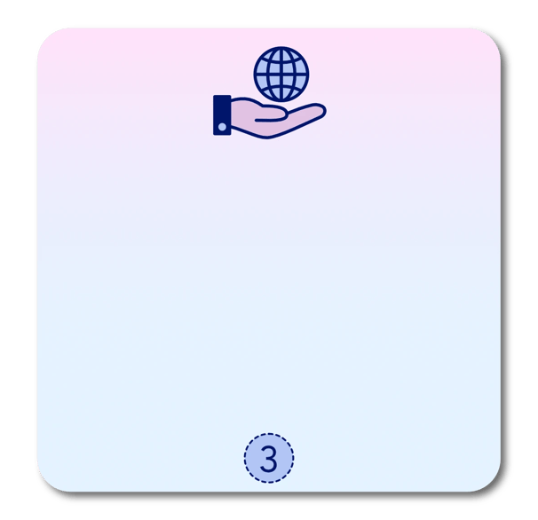 Icône d'une main qui donne un globe illustrant la livraison du site internet (étape 3)