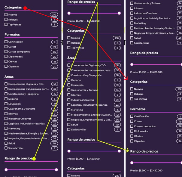 alt: "UX audit of the filter section, identifying usability issues and friction points."