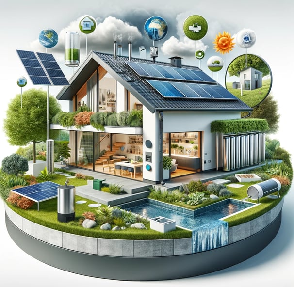 Maison économe avec solaire, récupération d'eau.