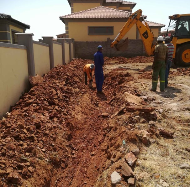 Laying reinforced foundation for home in West Rand, Johannesburg.