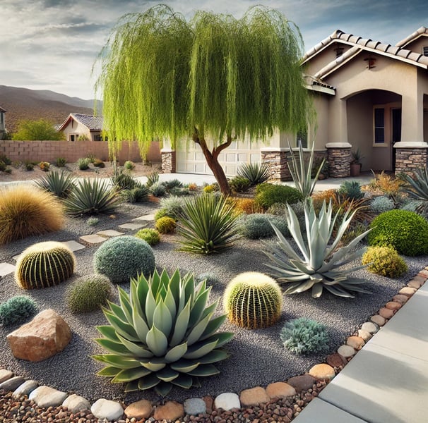 small backyard garden in a desert landscape
