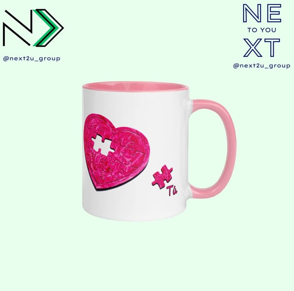 a mug cup of coffee mug with a pink heart