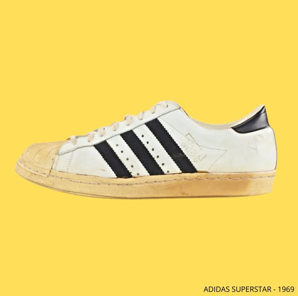 a pair of  first adidas superstar sneakers -1969